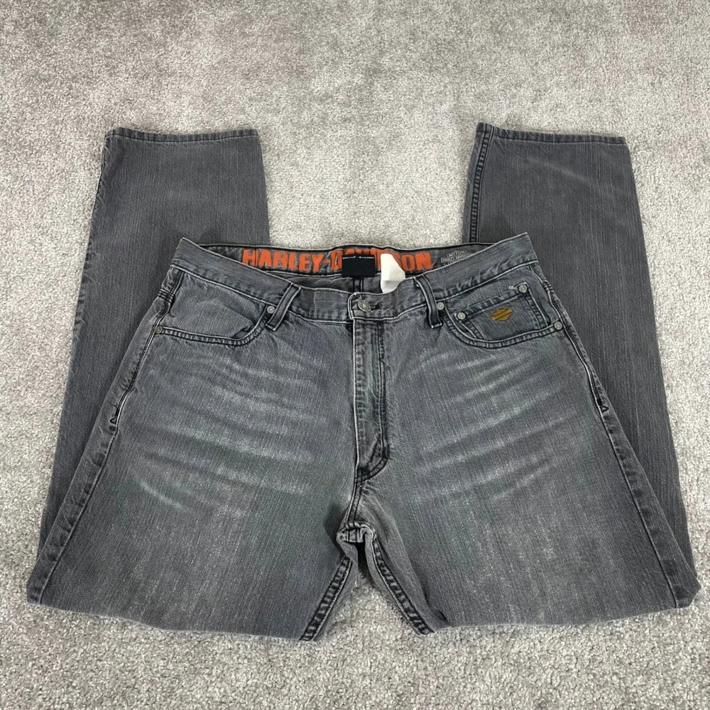 Harley Davidson Jeans Mens 36 x 31 Straight Faded Y2K Biker Moto (Tag 36x34)